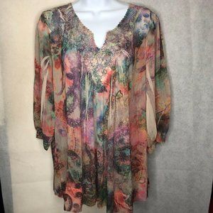Christopher & Banks sheer Shirt Long Size Med Peti